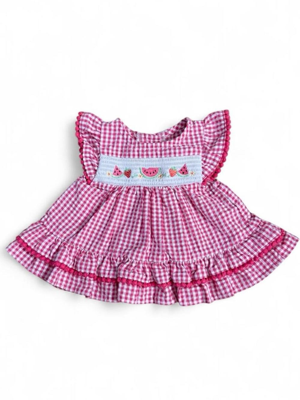 Good Lad Pink Gingham Smocked Watermelon Dress